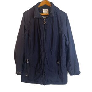 ZX Platinum Hooded Zip Up Rain Wind Jacket Lightweight Cotton Blend‎ Size Large